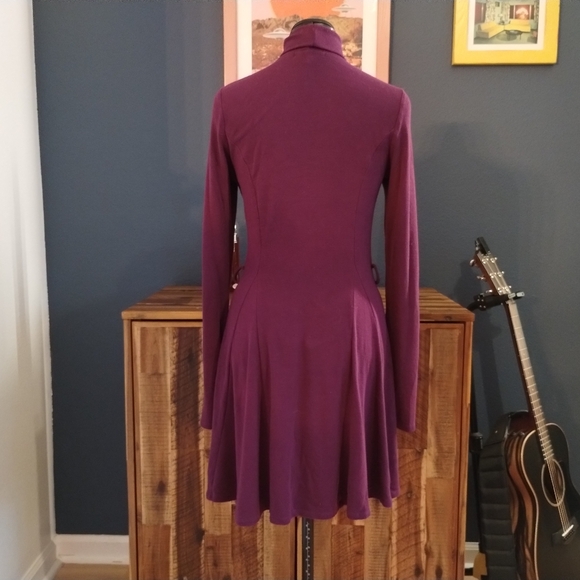 Pretty Purple Knit Skater True Turtleneck Midi Dress, Cozy, Easy, Cute - Picture 2 of 7